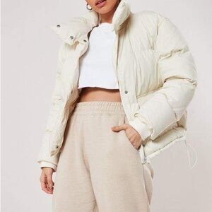 Misguided Women's Cream Puffer Jacket